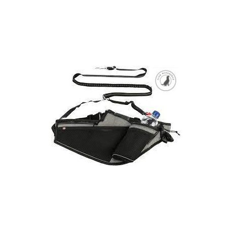 Trixie Jogging Belt with leash - futópóráz (szürke,fekete) öv:70-130cm/23cm, póráz: 1.15-1.50m/20mm