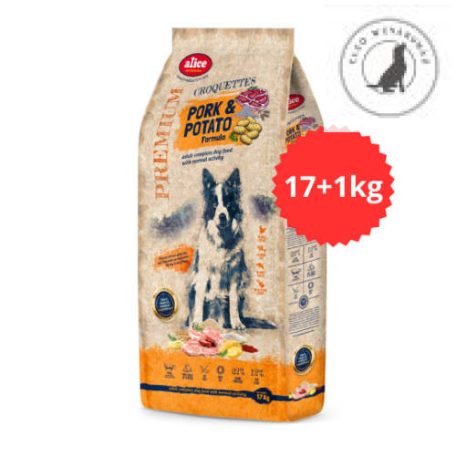 AlicePROFESSIONAL 17+1kg Adult CROQUETTES Pork&Potato száraztáp - Felnőtt kutyák részére
