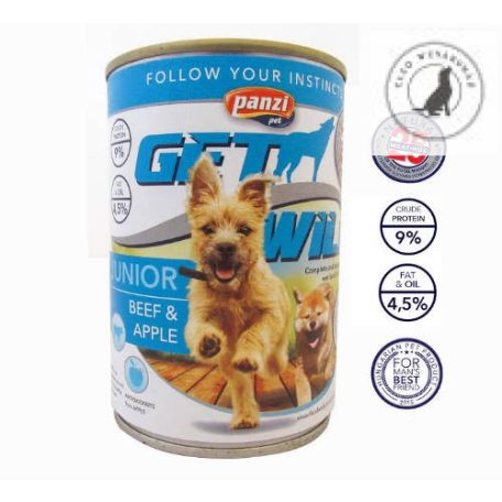 Panzi Getwild Junior (Marha,alma) konzerv - Kölyök kutyák részére 415g)