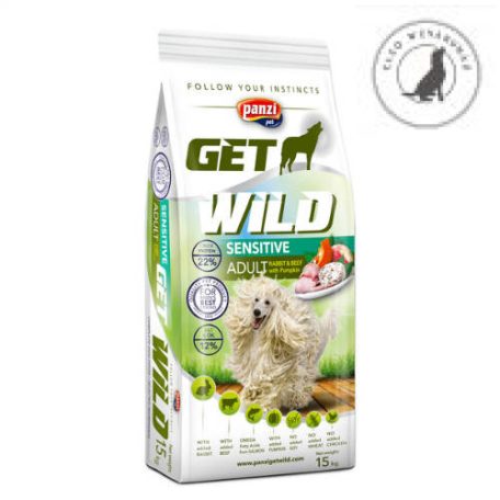 Panzi GetWild Adult Sensitive Rabbit&Beef with Pumpkin száraztáp - Nyúl-Marha-Sütőtök (csirke- és búzamentes, 15 kg)
