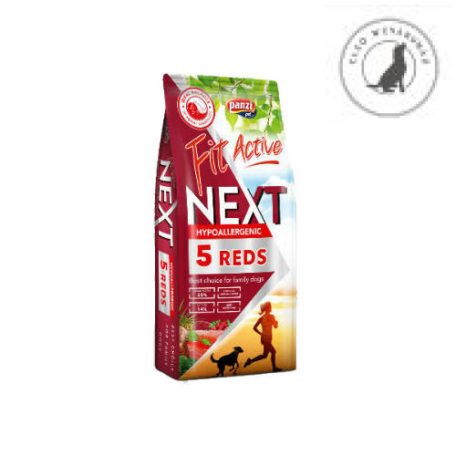 Panzi FitActive Next Hypoallergenic Five Reds Adult (vaddisznó,bárány,marha,bivaly,lazac) száraztáp - Ételallergiás, felnőtt kutyák részére (15kg)