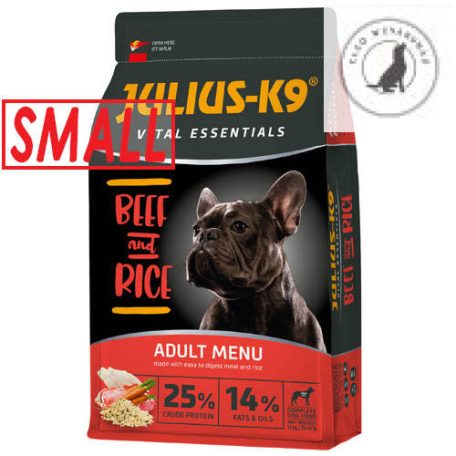 JULIUS K-9 12kg Adult Vital Essentials (marha,rizs) SMALL száraztáp - felnőtt kutyák részére